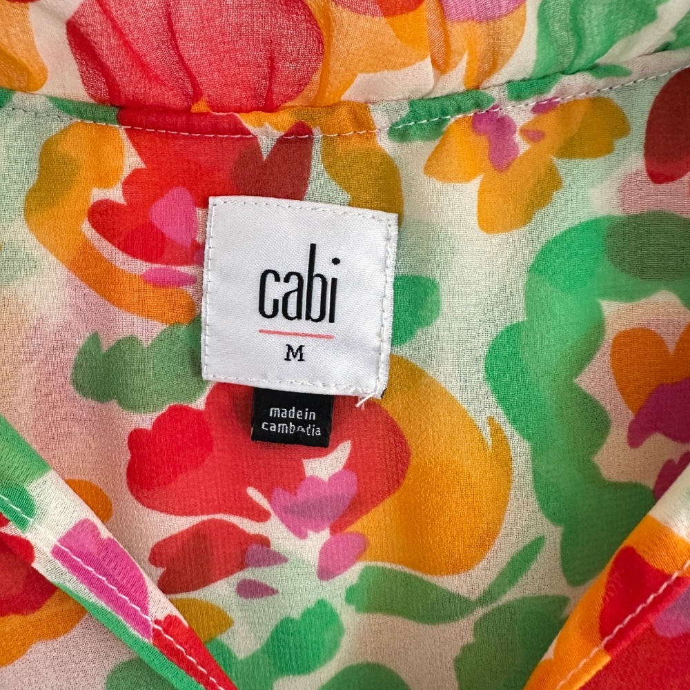 CAbi bright polyester floral Midi summer dress Medium - Picture 7 of 14